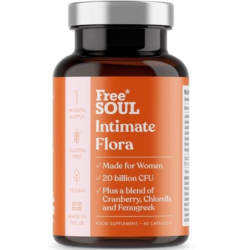 Image of Intimate Flora for Women | 20 Billion CFU Fortified with 15,000mg Cranberry, Fenugreek & Chlorella | Bio Cultures for Women's Intimate Flora | 60 Capsules | Free Soul