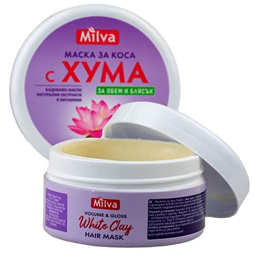 Image of Milva Hair Mask Dry Damaged Hair with Almond Oil & White Kaolin | Natural Clay Mask Hair Conditioner for Damaged Hair | Deep Conditioning Hair Treatment for Dry Hair Repair | Frizz Control | 250 ML