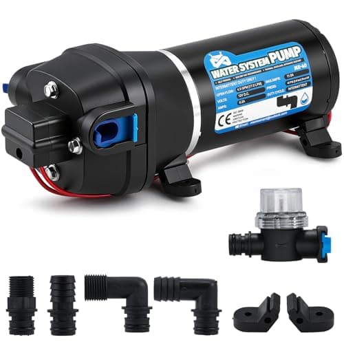 Image of Mxmoonant 12V DC Automatic Water Pump, Booster Diaphragm Pump, 40Psi, 2.8Bar, 132W, 17Lpm, Self Priming, Overload Protection, Low Noise, for Caravan, Boat, Wash, Spray, Garden Irrigation