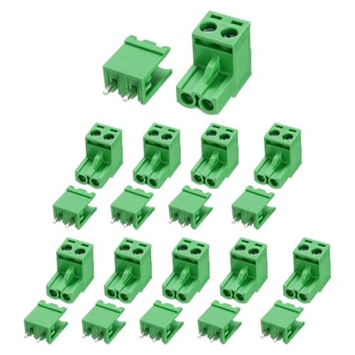 Image of sourcing map Pluggable PCB Terminal Block Connectors, 10 Set 2 Pin 5.08mm/0.2" Pitch Straight Pins Screw Terminal Block Connector for DIY Panel Mount Electronic Projects(Green)