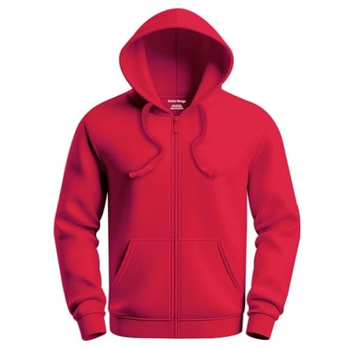 Image of Plain Zipper Hoodie Hooded Top Unisex Mens Ladies Hooded Sweatshirts Red