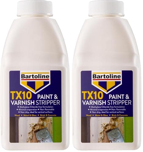 Image of Bartoline TX10 Paint and Varnish Stripper 500ml – Extra Strong, Non-Caustic Paint Remover for Wood, Metal & More (Pack of 2)