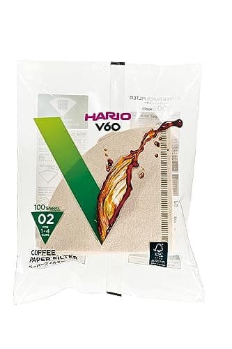 Image of Hario V60 Filter Papers - Paper Coffee Filters for V60 Dripper, Compatible with Size 02, Natural, 100 Pack