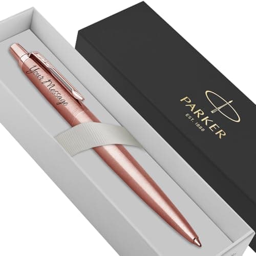Image of Parker Jotter Stainless Steel personalised parker pen engraved In Classy Gift Box Ideal Valentine's day, Birthday or Mothers Day Gift Perfect For Men & Women With Laser Engraving (Rose Gold)