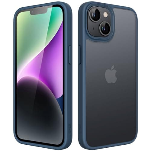 Image of JETech Matte Case for iPhone 14 6.1-Inch, Shockproof Military Grade Drop Protection, Frosted Translucent Back Phone Cover, Anti-Fingerprint (Storm Blue)