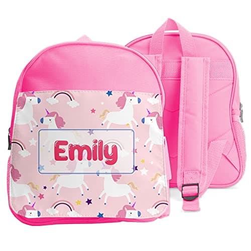 Image of EnvyFone Personalised Kids UNICORN Mini Backpack - Junior Toddler Shoulder Rucksack - for School Pre-School, Nursery - Lunch Swimming P.E Bag - Girls Gift