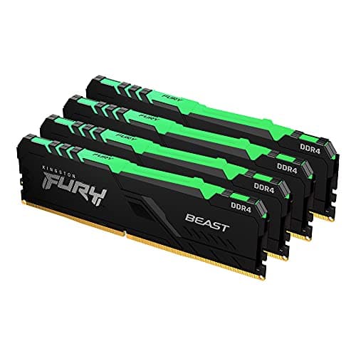 Image of Kingston FURY Beast RGB 64GB (4x16GB) 3600MT/s DDR4 CL18 Desktop Memory Kit of 4 KF436C18BBAK4/64