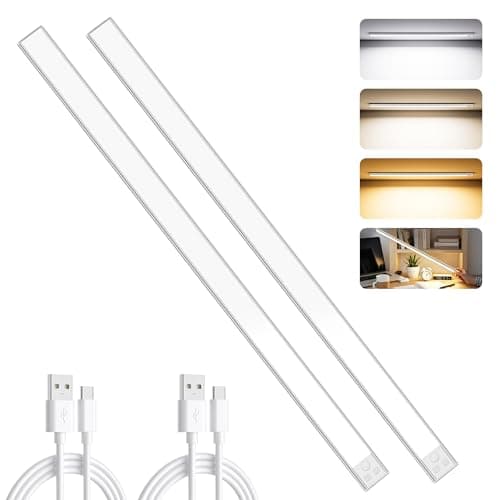 Image of OUILA 60cm Ultra Long Under Cabinet Kitchen Lights, 216 LED 5000mAh [2 Pack] Motion Sensor Lights Indoor, 3 Color Stepless Dimming Rechargeable LED Lights for Cupboard, Kitchen