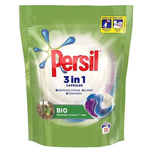 Image of Persil Bio Laundry Washing Capsules brilliant stain removal mega refill pack 3x 50 capsules (150 washes)