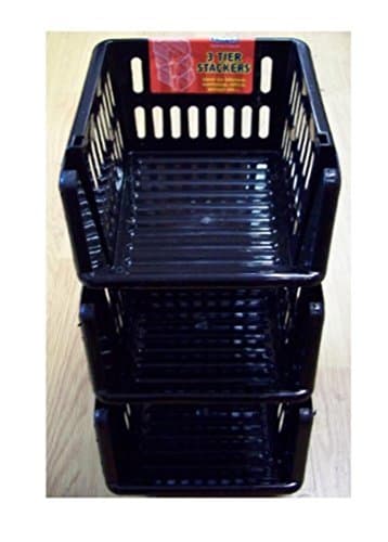 Image of Whitefurze Stacking Basket Set of 3, Black, 18 cm