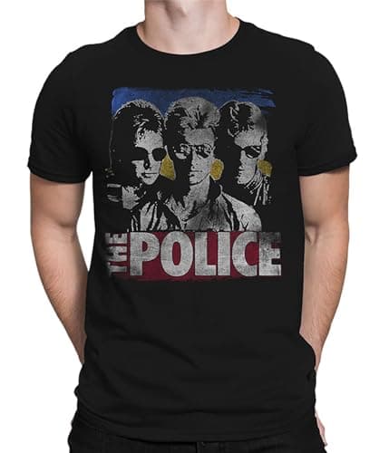 Image of Liquid Blue Men's Standard The Police Greatest Hits Short Sleeve T-Shirt, Black, XXL