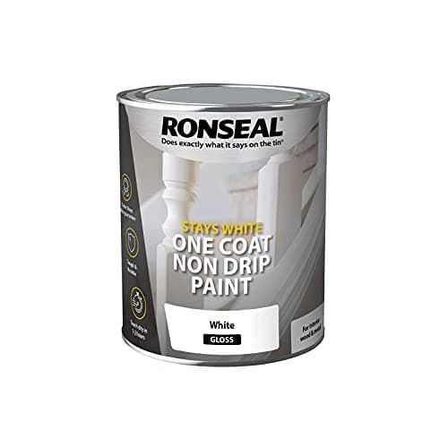 Image of Ronseal RSLOCSWGP750 One Coat Stays Gloss Paint, White, 750 ml