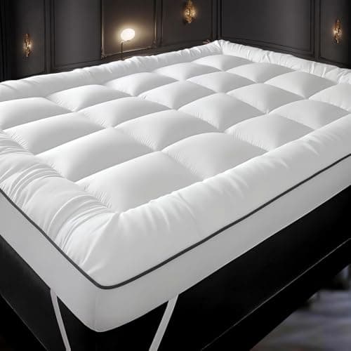 Image of Hotel Quality Extra Thick Mattress Topper 4 Inches / 10cm Full Bounce Back With Elasticated Corner Straps Quilted Mattress Toppers Single Small Double King Super King Bed Size (Double)