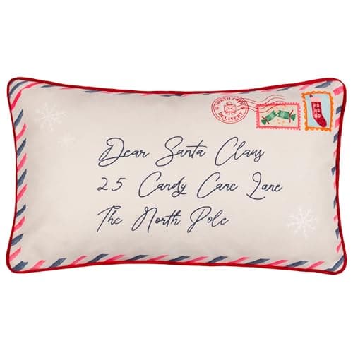 Image of furn. Dear Santa Polyester Filled Cushion – Reversible Festive Christmas Holiday Motif Letter Pillow (Multicolour - 30x50cm)