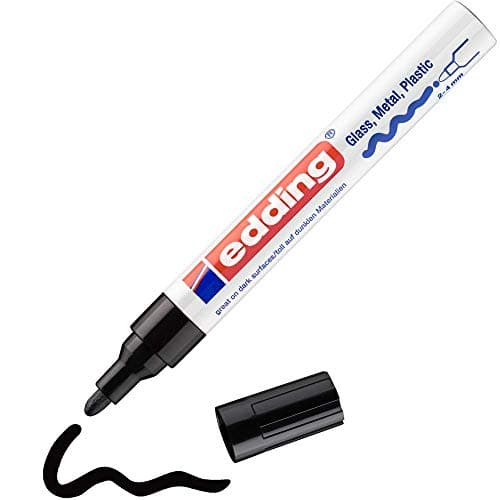 Image of edding 750 gloss paint marker - black - pack of 1 paint marker - round tip 2-4 mm - paint pen for glass, pebbles, wood, plastic, paper - waterproof, high coverage