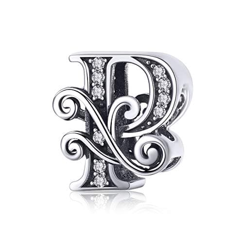 Image of Letter Charms for Pandora Bracelets 925 Sterling Silver Charms P Initial Bead Jewelry Gifts for Women Girls