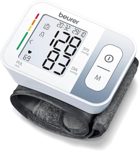 Image of Beurer BC28 Wrist Blood Pressure Monitor With Arrhythmia Detection, Fully automatic blood pressure & pulse measurement, Colour-coded WHO risk indicator, Certified medical device