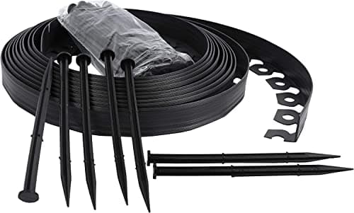 Image of Ram® 10M Metre Flexible Plastic Lawn Edging Border Fence With 40 Securing Pegs Black