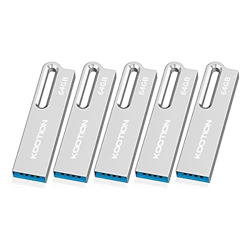 Image of 5 Pack 64GB USB 3.0 Sticks, KOOTION Flash Drive Metal Thumb Drive with Keychain 64GB Waterproof Jump Drive Memory Sticks for Computer/Laptop Storage Backup(5Pack 64GB 3.0, Silver)