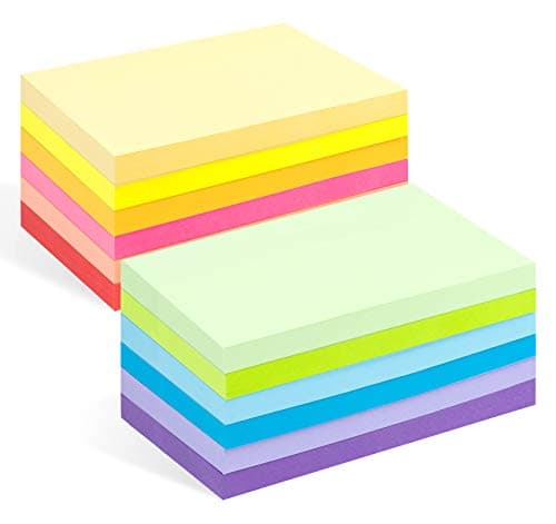 Image of 12 Pads Large Sticky Notes,76 x 127mm (3x5 inch) Recyclable Sticky Notes, 1200 Sheets Self-Stick Notes, 100 Sheets/Pads Super Adhesive Notes, Coloured Notepads for Home, Office, Notebook