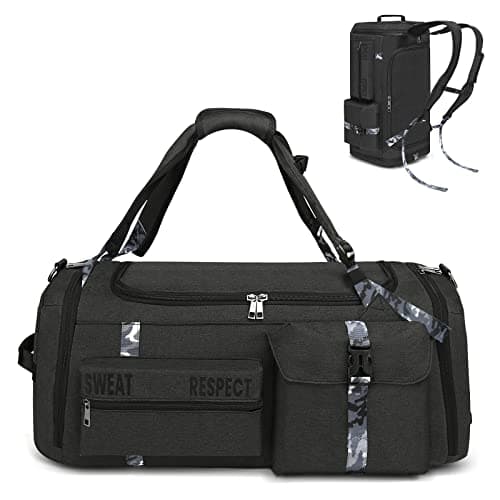 Image of Gym Bags for Men Gym Duffle Bag Backpack 3-Way Sports Duffel Bags for Men with Shoe Compartment & Wet Pocket (Black)