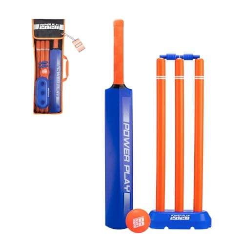 Image of Powerplay Plastic Cricket Set Size 3 for Kids, Lightweight Ball, Stumps & Bat – Fun Outdoor Cricket Set