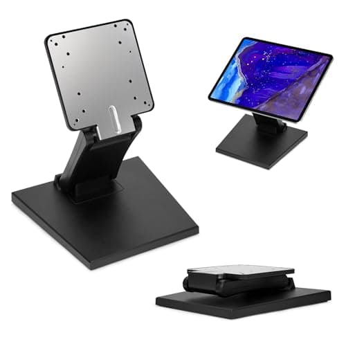 Image of MYOYAY Lay Flat Monitor Stand,Adjustable LCD Monitor Stand Folding Metal Desk Mount with VESA Hole 75x75mm/100x100mm (Black)