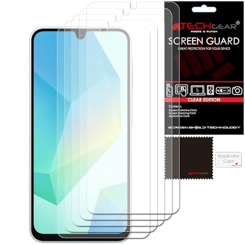 Image of TECHGEAR Screen Protectors [5 Pack] Compatible with Samsung Galaxy A17 5G / A16 5G / A16 4G, CLEAR LCD Screen Protectors Cover Guards