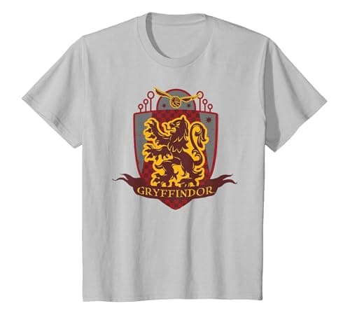 Image of Harry Potter Gryffindor Chest Badge T-Shirt, Youth, Silver Grey, Small
