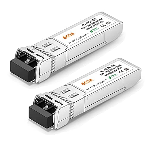 Image of 6COMGIGA 【2 Pack】 10GBase-SR SFP+ Transceiver, 10G 850nm LC Multi Mode Module, up to 300M Compatible with Cisco SFP-10G-SR, Meraki, Ubiquiti UF-MM-10G, Mikrotik, Netgear, D-Link, Supermicro, TP-Link