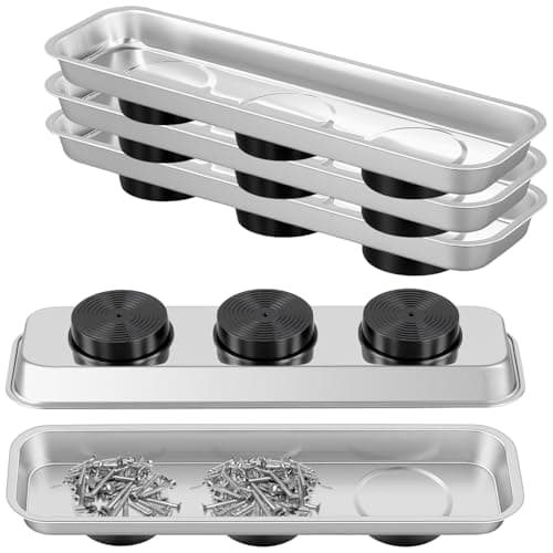 Image of KOHAND 5 PCS Magnetic Tool Trays, Stainless Steel Magnetic Parts Tray 23 x 6cm, Rectangular Metal Screw Tray with Magnetism for Socket Screw Nuts Bolts Metal Parts