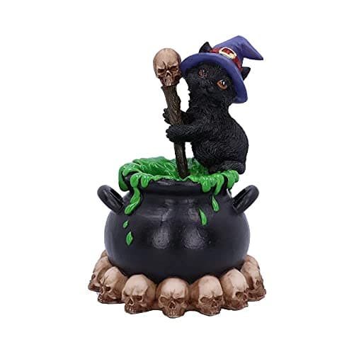 Image of Nemesis Now Spook Witches Familiar Black Cat and Bubbling Cauldron Figurine,12cm