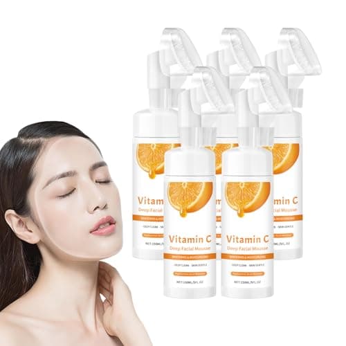 Image of Vitamin C Foaming Face Cleanser with Coconut Water & Aloe Vera - Brightening Facial Wash for All Skin Types, Gently Cleanses Dirt & Makeup, Improves Uneven Skin Tone Appearance, 150ml (5 Bottles)