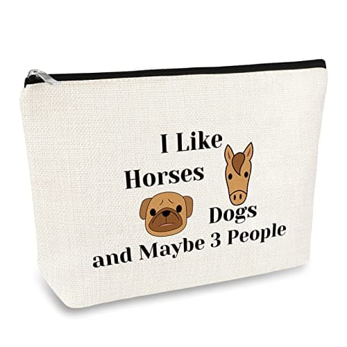 Image of Horse Gifts Makeup Bag Dog Lover Gift Dog and Horse Gifts for Girls Women Cosmetic Bag Cowgirl Equestrian Present Christmas Birthday Gift for Pony Animal Lover Friend Sister Zipper Travel Bags