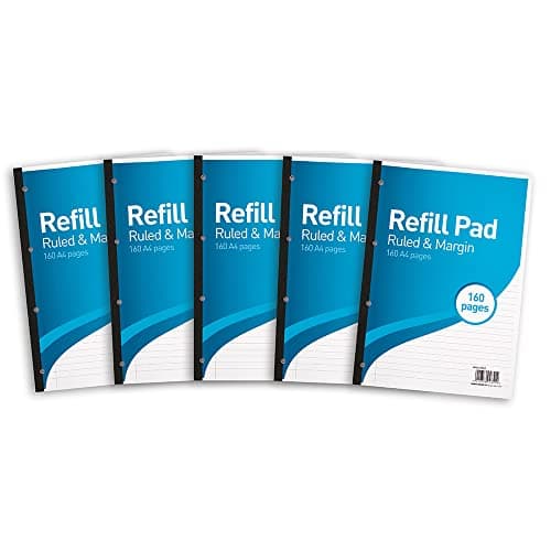Image of SUMMIT A4 Lined Paper, Side Bound Refill Pad, 8 mm Ruled and Margin, 160 Page, Pack of 5