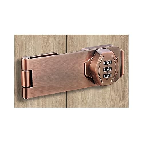 Image of ETEKJOY Keyless Cabinet Lock 3-Digit Password Combination Code Hasp Latch Lock Twist Knob Wooden Drawer Cupboard Locker Gun-Safe Closet Box (4 inch, Antique Copper)
