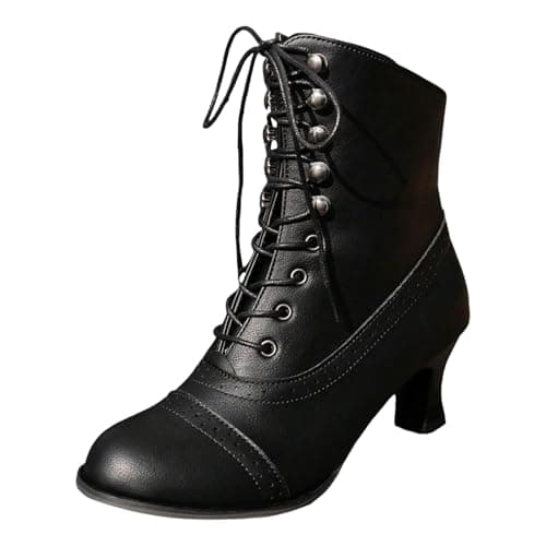 Image of Generisch High Heel Large Sizes Women's British Style Boots Thick Heel Short Boots Mid Height Motorcycle Boots Women's Boots Boots, black, 9 UK