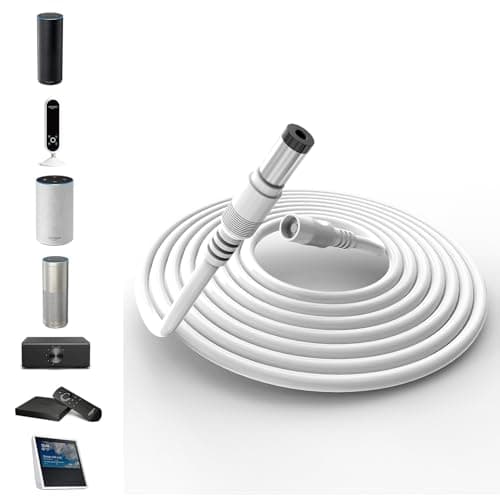 Image of Tonton 10ft/3M Barrel Plug Extension Cable - Compatible with Camera Ring Solar Panel and Super Solar Panel, Stick Up Cam Battery/Solar Gen 2 and 3, Spotlight Cam Battery, Echo, White