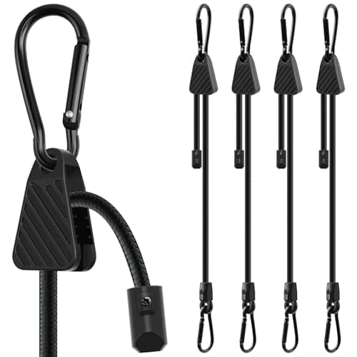 Image of XWCHASA 4PCS Bungee Cords With Hooks, 40cm Adjustable Bungee Cords With Carabiner Clips, Anti-slip Elastic Straps for Bicycles Camping Tent Luggage Fixings