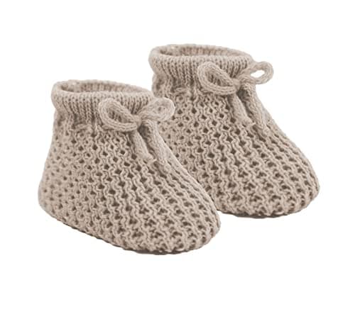 Image of Soft Touch Newborn Baby Boys Girls Mesh Booties Baby Knitted Bootees Soft Cute Booties Baby Booties NB-3 Months S401 (Coffee)