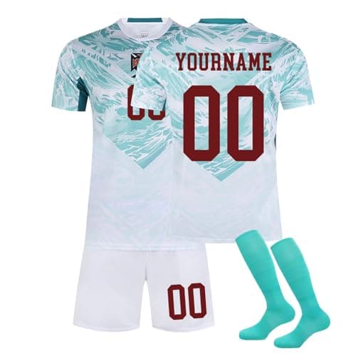 Image of Portugal Football Shirt 2026 for Kids and Adult Home/Away Personalized DIY Men's Boy's Soccer Jerseys Youth Trainshirts T Shirt, Short and Socks Set Fans Football Gifts