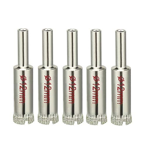 Image of sourcingmap 5PCS 12mm Diamond Coated Hole Saw Drill Bits for Glass Ceramic Tile Marble Rock Porcelain Bottles Pots Brick