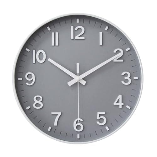 Image of HZDHCLH Wall Clock 8 Inch Silent Non Ticking Quartz Modern Decorative Clock for Office Classroom Home Living Room Bedroom(gray)