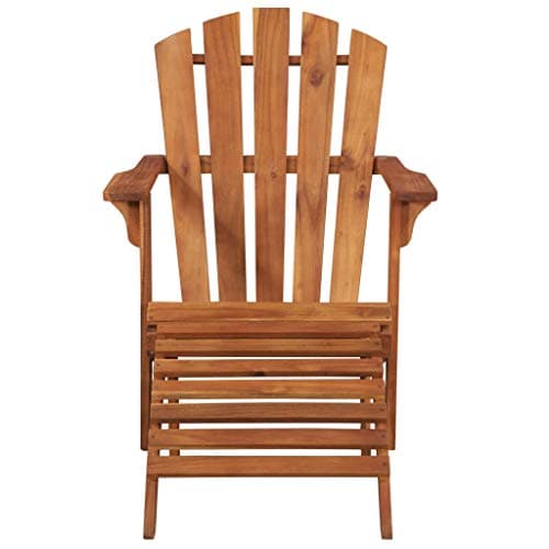 Image of RCODSSK Solid Acacia Wood Garden Adirondack Chair with Footrest, Ergonomic Outdoor Wooden Lounge Chair, Comfortable Patio Seating, Easy Assembly
