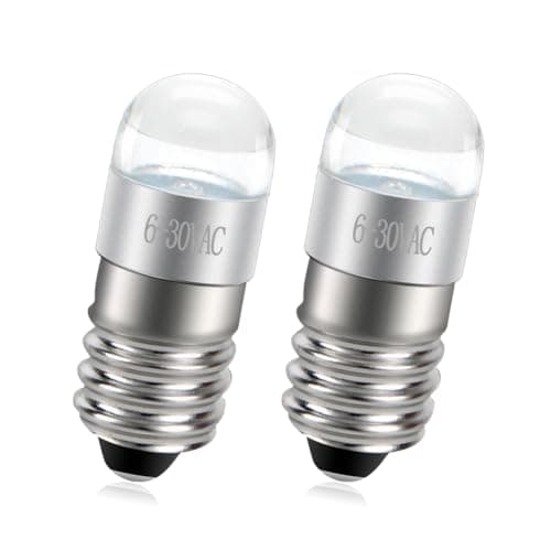 Image of Ruiandsion Upgrade E10 Hiking Camping Light Super Bright White LED Flashlight Bulb 0.6W 6-30V 6V 12V 24V LED Replacement Bulb Torch Lamp Emergency Work Lights White,No-Polar 2PCS