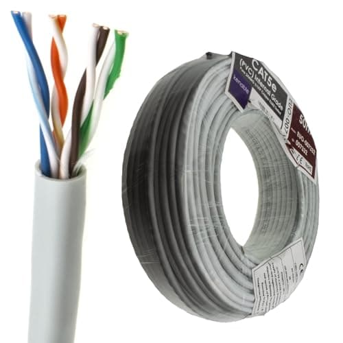 Image of kenable Indoor CAT5e Ethernet Cable Reel 24AWG Solid Copper U/UTP Network Cable 50m Grey