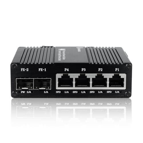 Image of ENIANHUA - 6 Port Industrial Managed Ethernet Switch, Network Switch, 4 RJ45 10/100/1000BASE-T Ports + 2 Gigabit 1000Base-X SFP Slots, Plug & Play, DIN Rail or Wall Mount,