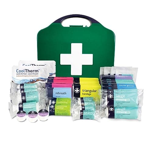 Image of Reliance Medical Large Workplace First Aid Kit (for Ref 348) with Medical Essencials Like Bandages, Dressings, Plasters, Cleaning Wipes, Face Shields, Foil Blanket, Shears And Gloves