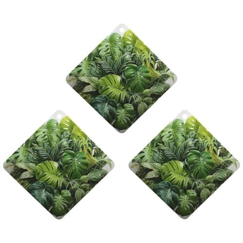 Image of 3 Pcs Car Air Fresheners Hanging Fragrance Scented Cards Auto Tablets Rearview Mirror Pendant Circle of Tropical Leaves Car Fresheners for Auto Interior Bedroom Wardrobe Shoe Cabinet