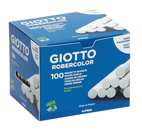 Image of GIOTTO Robercolor White Chalk, 100 x Round Chalk Pack, Dustless & Super Washable, For Children, Parties and Schools
